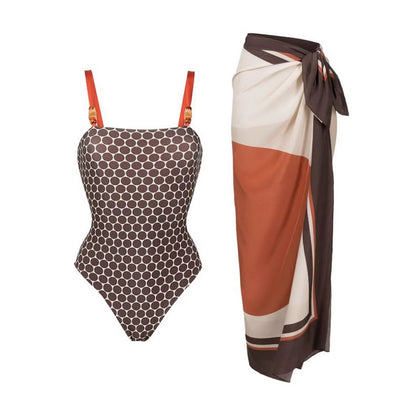 Secy - Polka Dot One-Piece Swimsuit Set