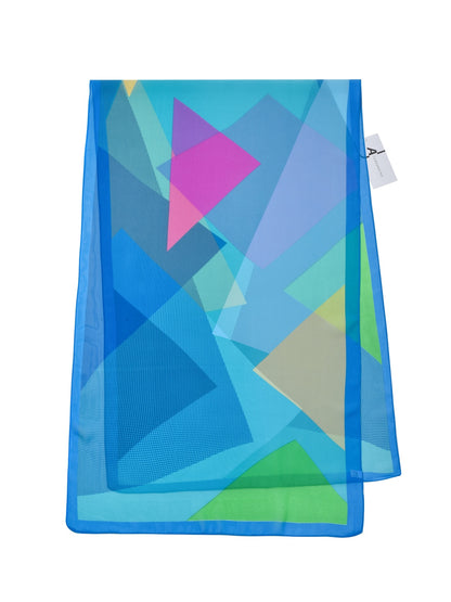 Scarvii - Geometric Color-Block Chiffon Scarf