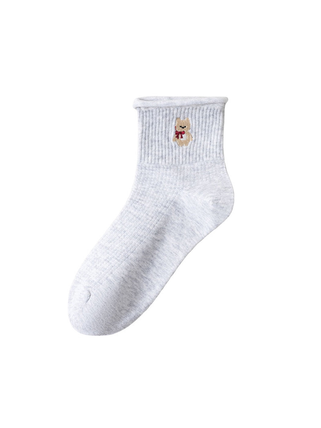 Rufia - Cartoon Embroidered Solid Crew Socks