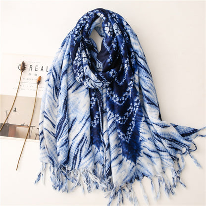 Scarvii - Boho Tie-Dye Teal Scarf