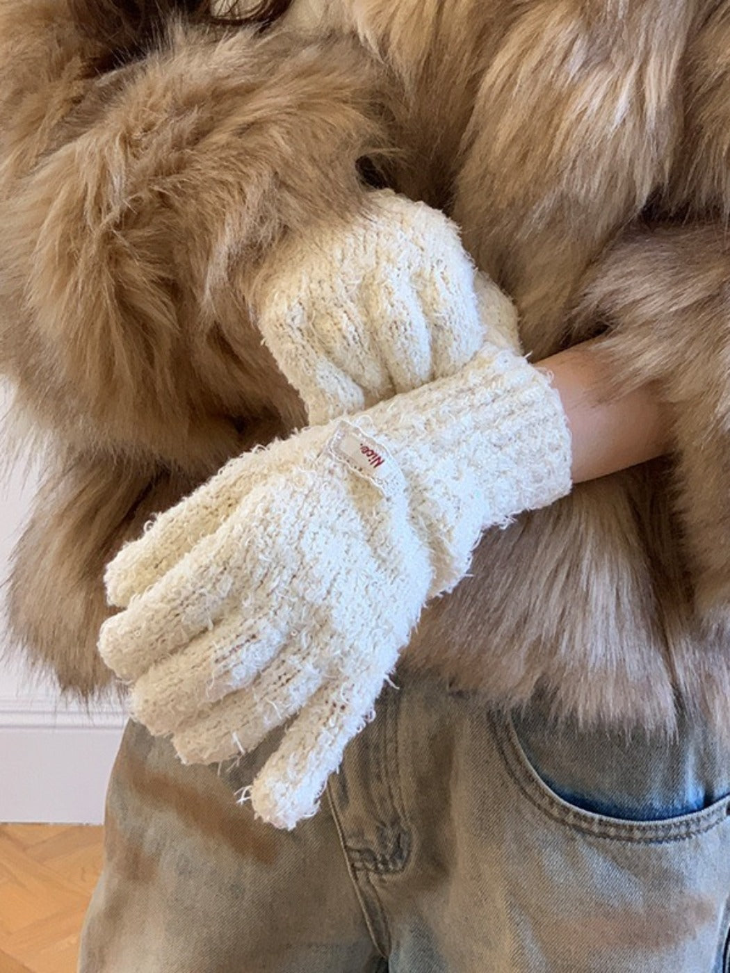 Gloving - Simple Solid-Color Full-Cover Knitted Gloves