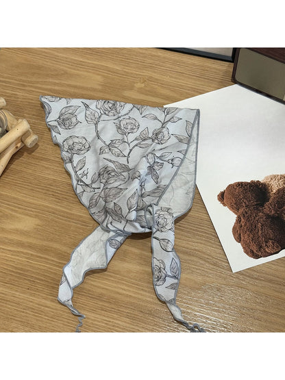 Scarvii - Elegant Printed Floral Triangle Bandana