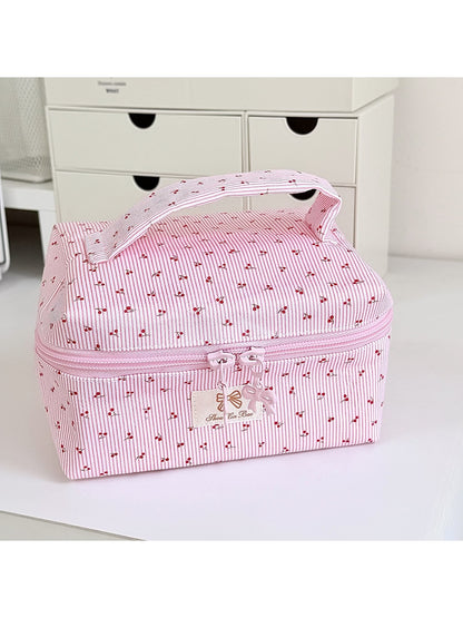 Cosbai - Sweet Pink Floral Printed Cosmetic Organizer Bag