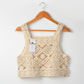 Crosa vintage crochet camisole tank top laid flat showing full design