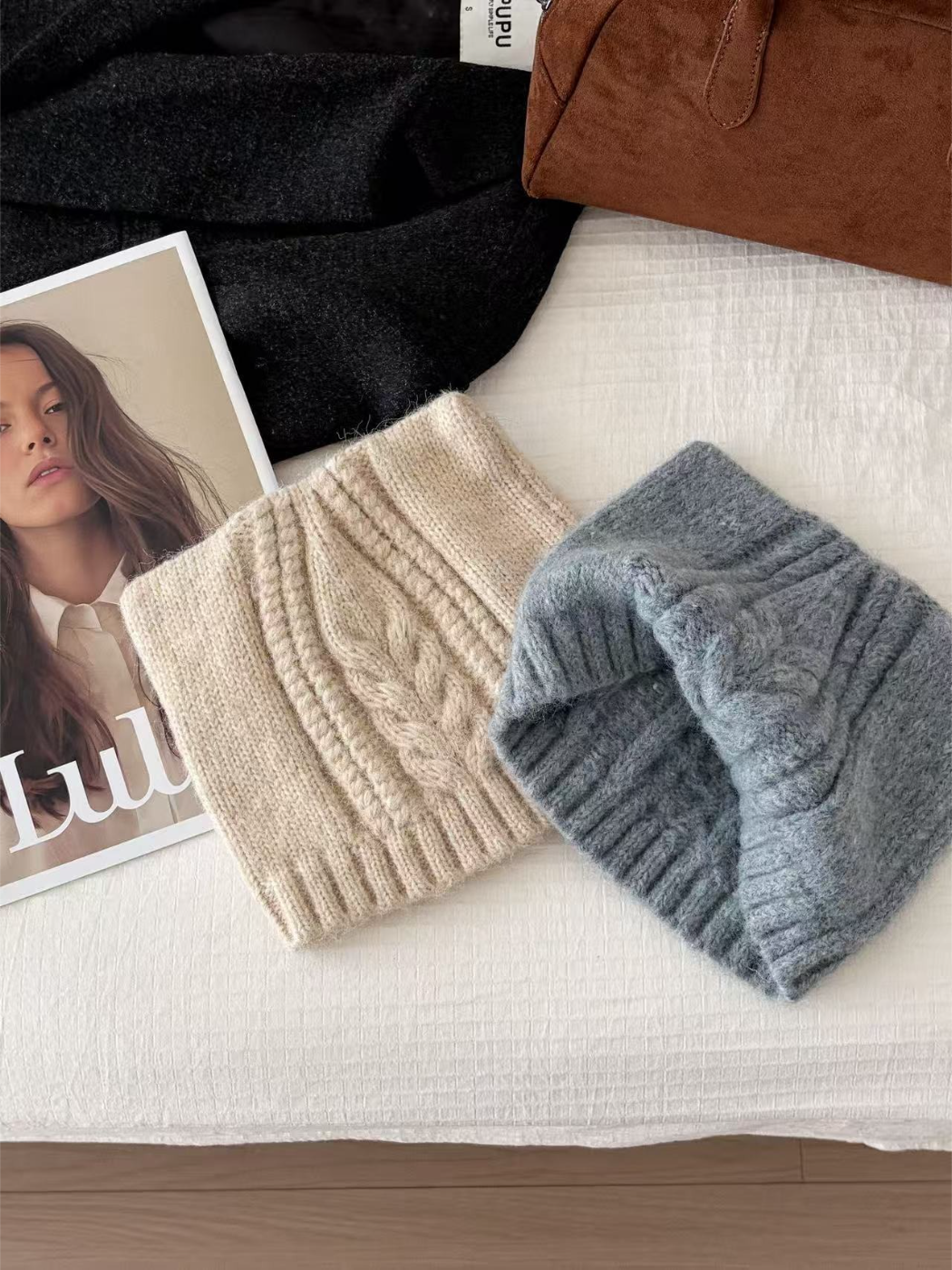 Haila - Textured Cable Knit Winter Beanie Hat