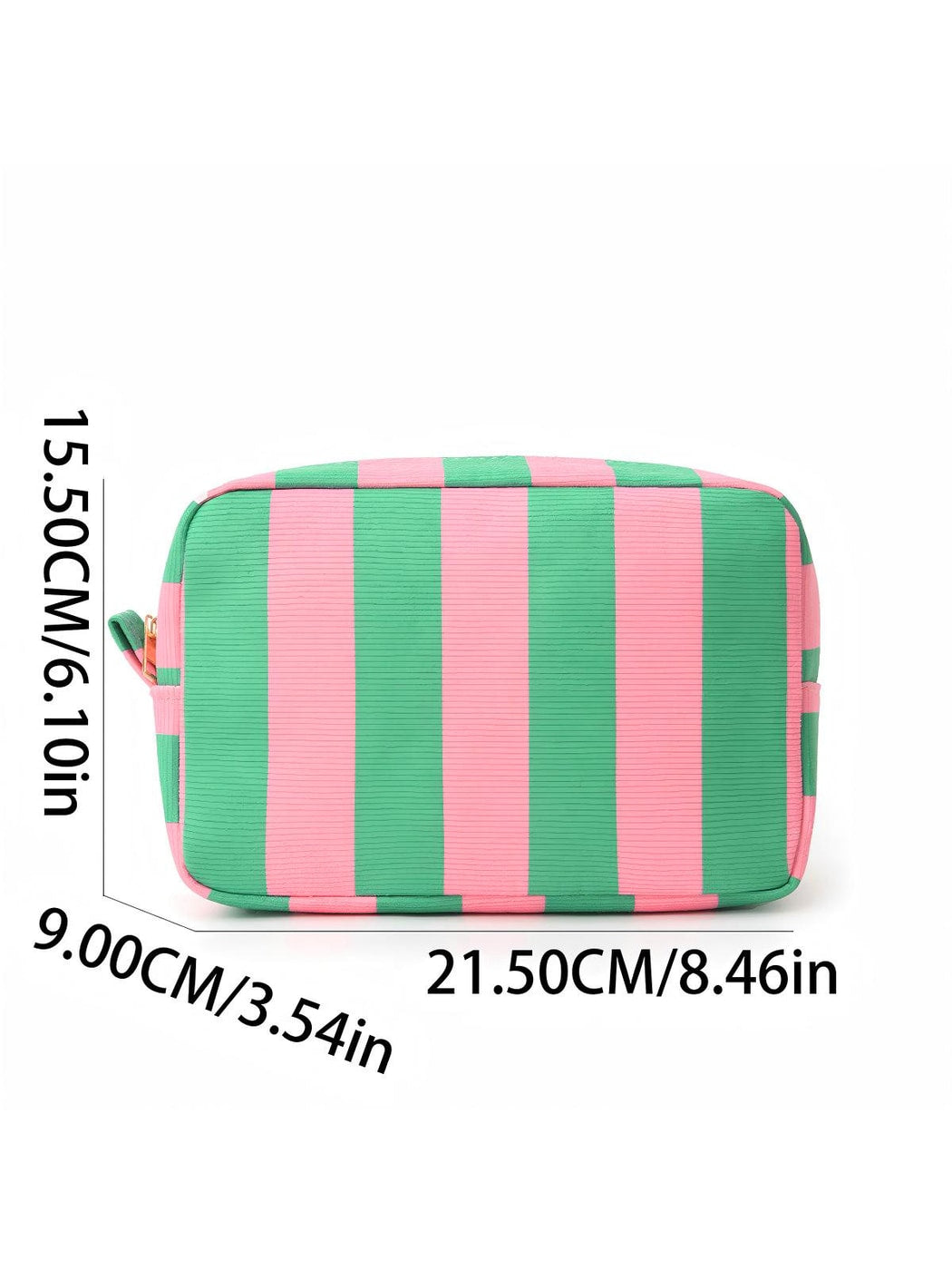 Cosbai - Striped Zipper Cosmetic Organizer Bag