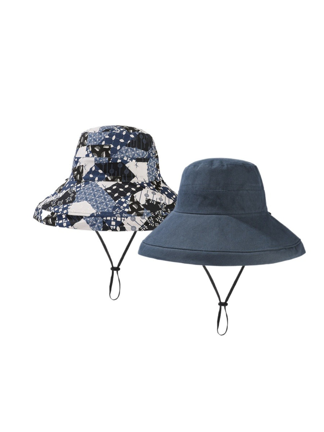 Model wearing Haila floral reverse bucket hat outdoors with sunlight highlighting colors