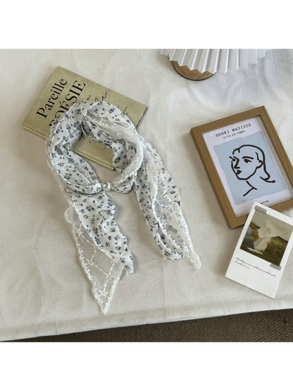 Scarvii - Fresh Floral Pattern Lace Scarf