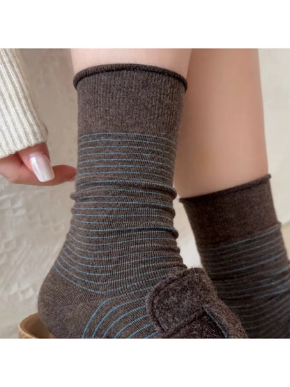 Rufia - Narrow Stripe Ribbed Cuff Socks