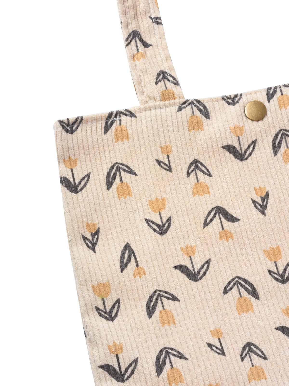 Cosbai - Corduroy Tulip Print Small Tote Bag