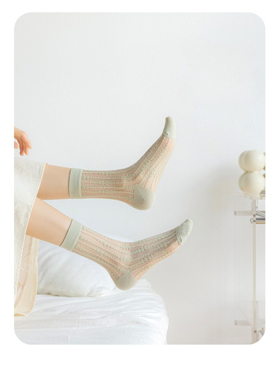 Rufia - Sheer Dot Stripe Mesh Socks