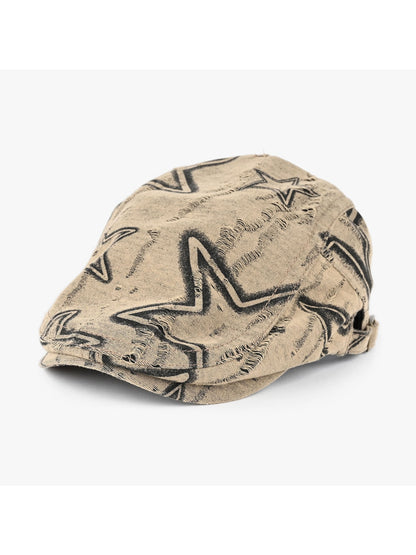 Haila - Vintage Short Brim Stars Newsboy Cap