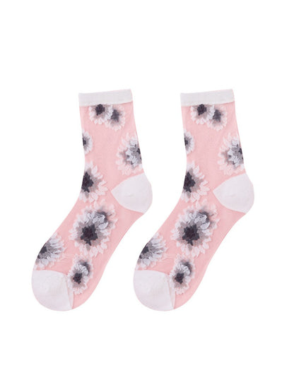Rufia - Floral Sheer Crew Socks