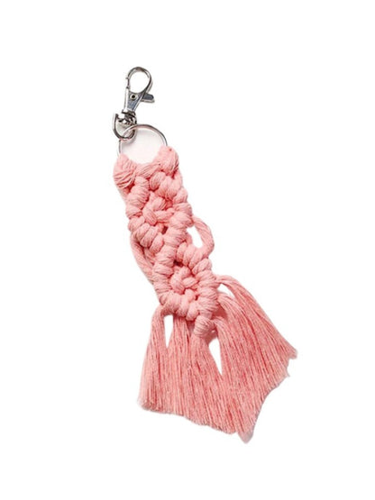 Koco Braided Keychain with Fringe Bag Charm & Accessory color options including Beige, Navy blue, Light Pink