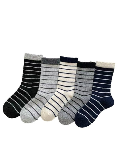 Rufia - Simple Cozy Pinstripe Crew Socks