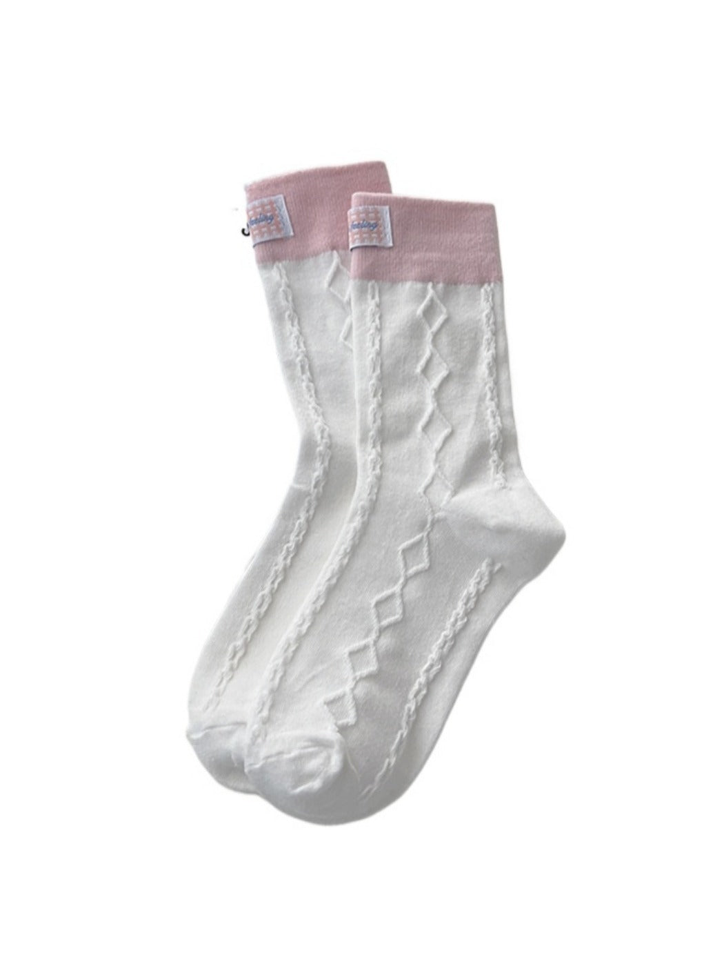 Rufia - Retro Simple Argyle Patchwork Mid-Calf Socks
