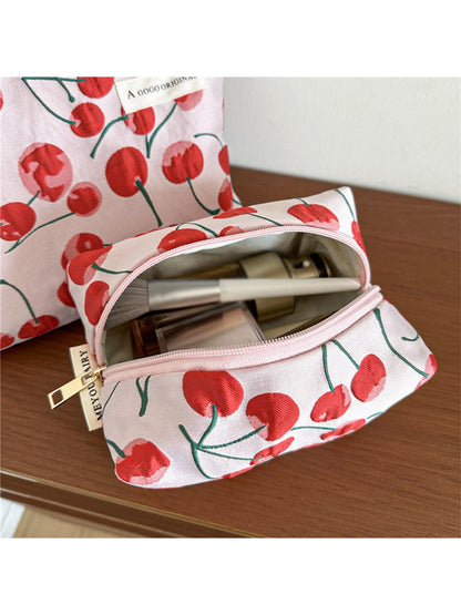 Cosbai - Cherry Print Zipper Cosmetic Bag