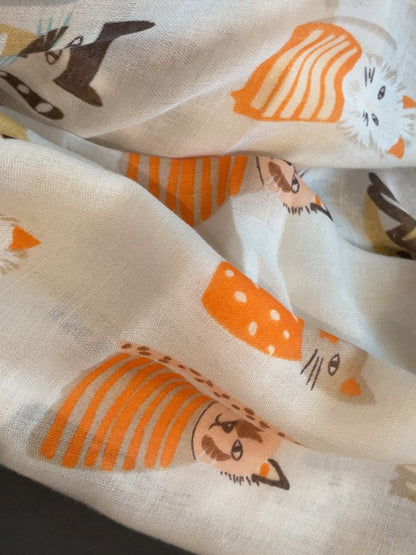 Scarvii - Playful Cat Print Scarf