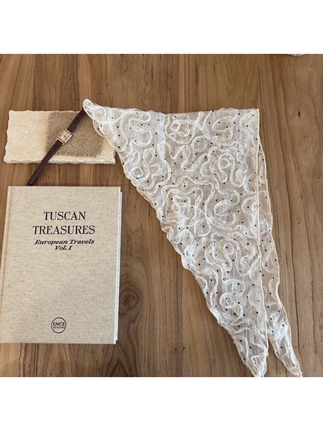 Scarvii - Rustic Embroidered Lace Triangle Scarf