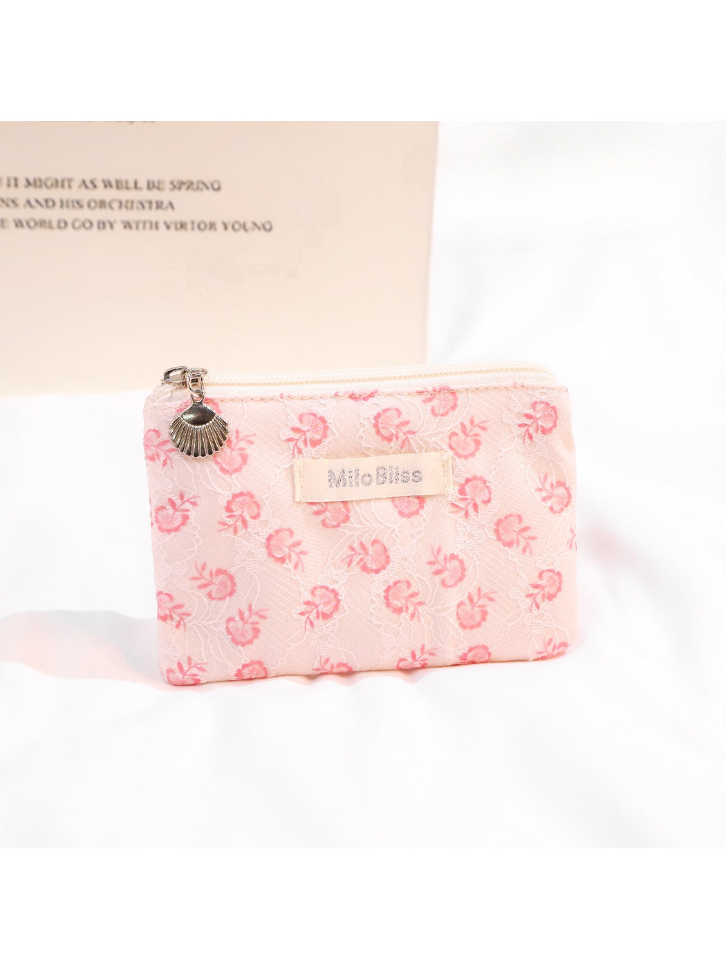Cosbai - Floral Mini Coin Pouch with Zipper Charm detail view 2