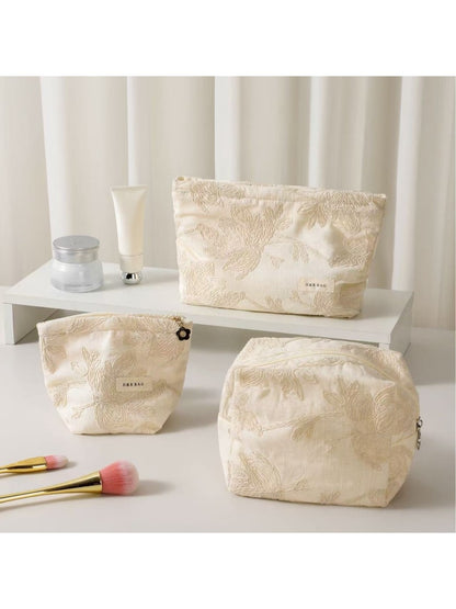 Cosbai - Floral Embossed Clutch Style Makeup Pouch