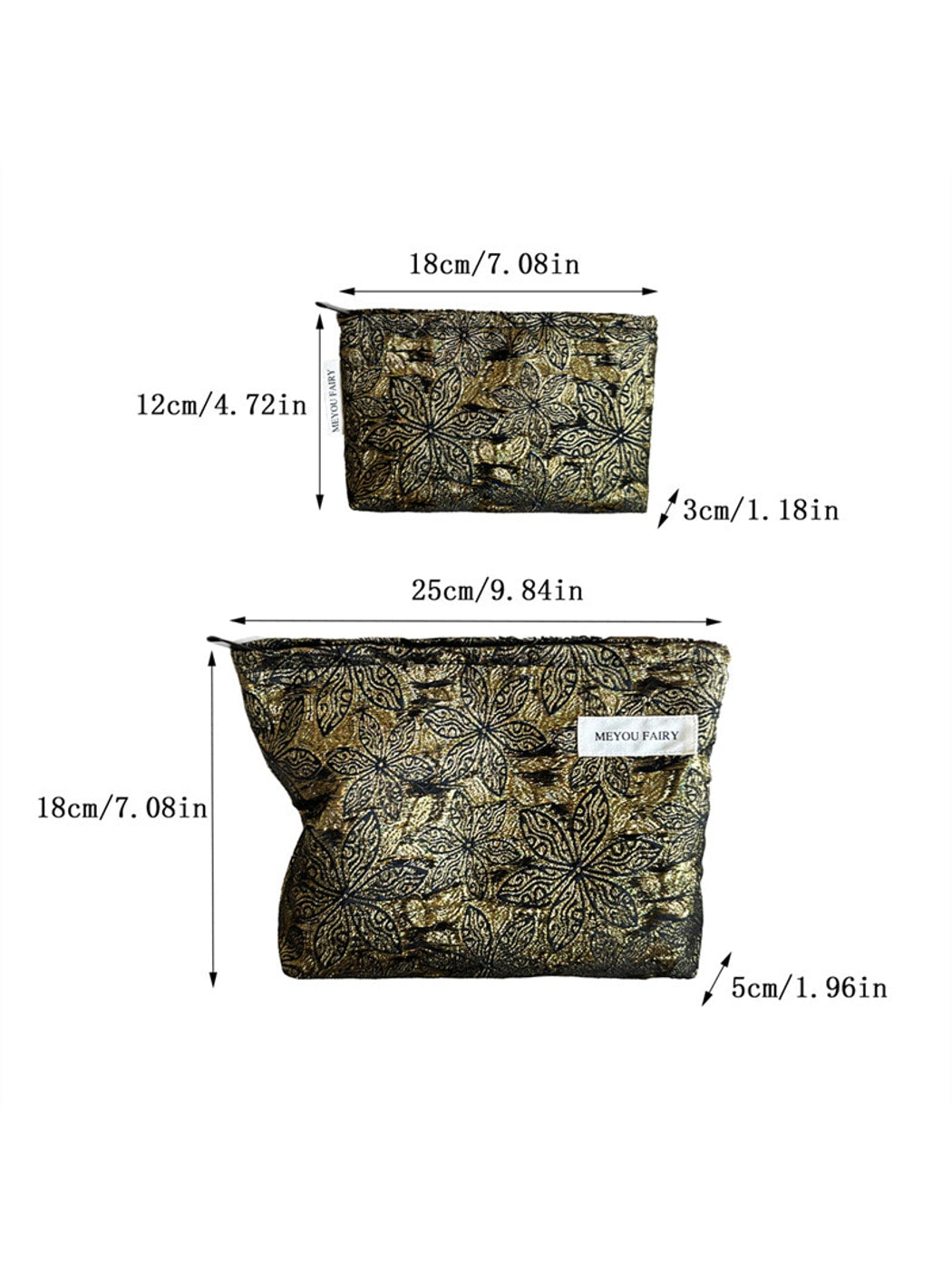 Cosbai - Elegant Floral Zippered Cosmetic Bag