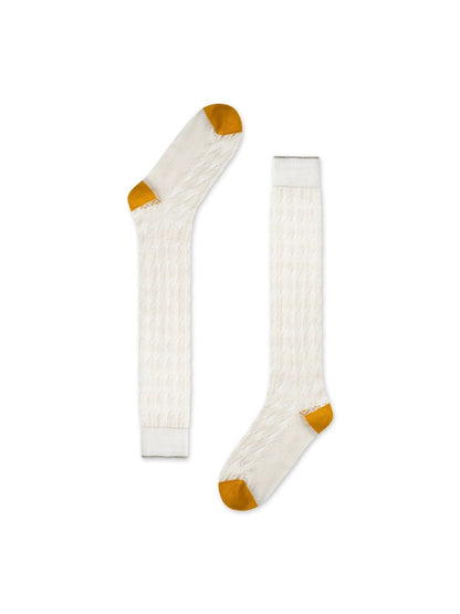 Rufia - Openwork Colorblock Knee-high Socks