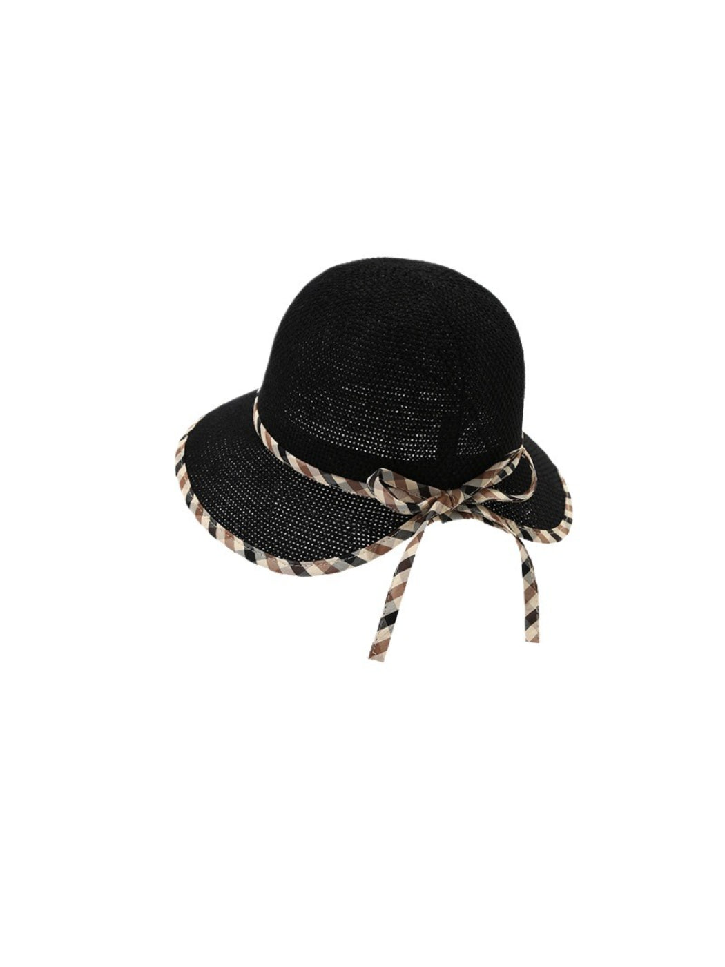 Side view of Haila bow detail woven cloche hat highlighting the bow