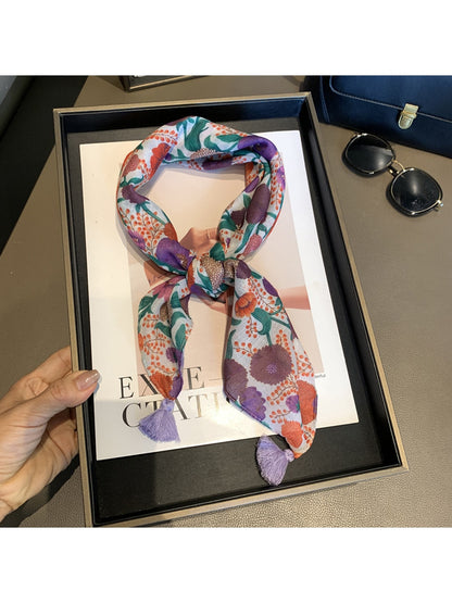 Scarvii - Floral Pattern Elegant Square Scarf