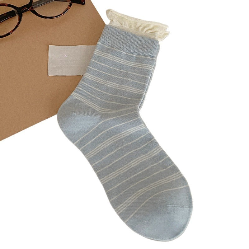 Rufia - Striped Mid-Calf Casual Socks for Women