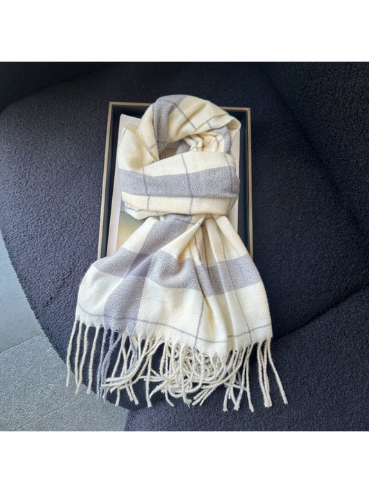 Scarvii - Women’s Long Windowpane Check Scarf