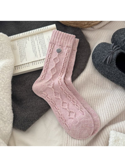 Rufia - Retro Sweetheart Button Detail Crew Socks
