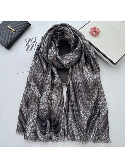 Scarvii - Geometric Gradient Pattern Long Scarf