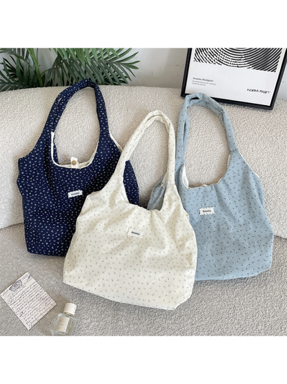 Cosbai - Ditsy Floral Snap Tab Tote Bag