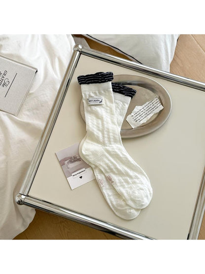 Rufia - Classic Patterns Minimalist Style Crew Socks