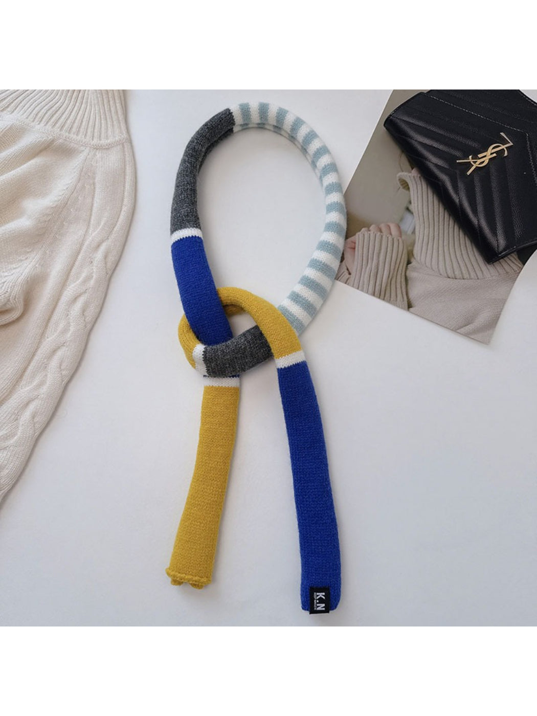 Scarvii - Soft Colorblock Striped Knit Scarf