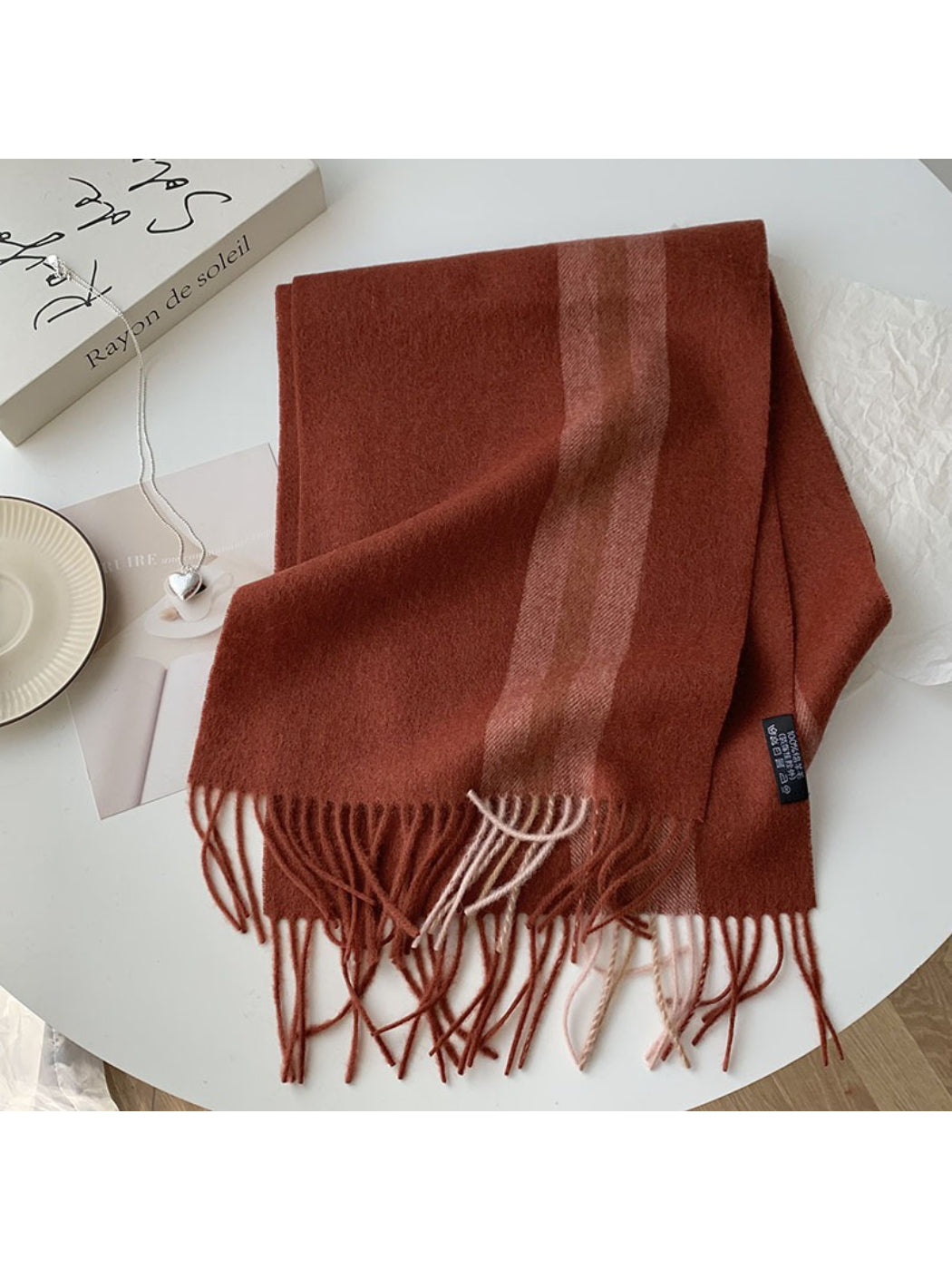 Scarvii - Soft Light Checked Fringe Scarf