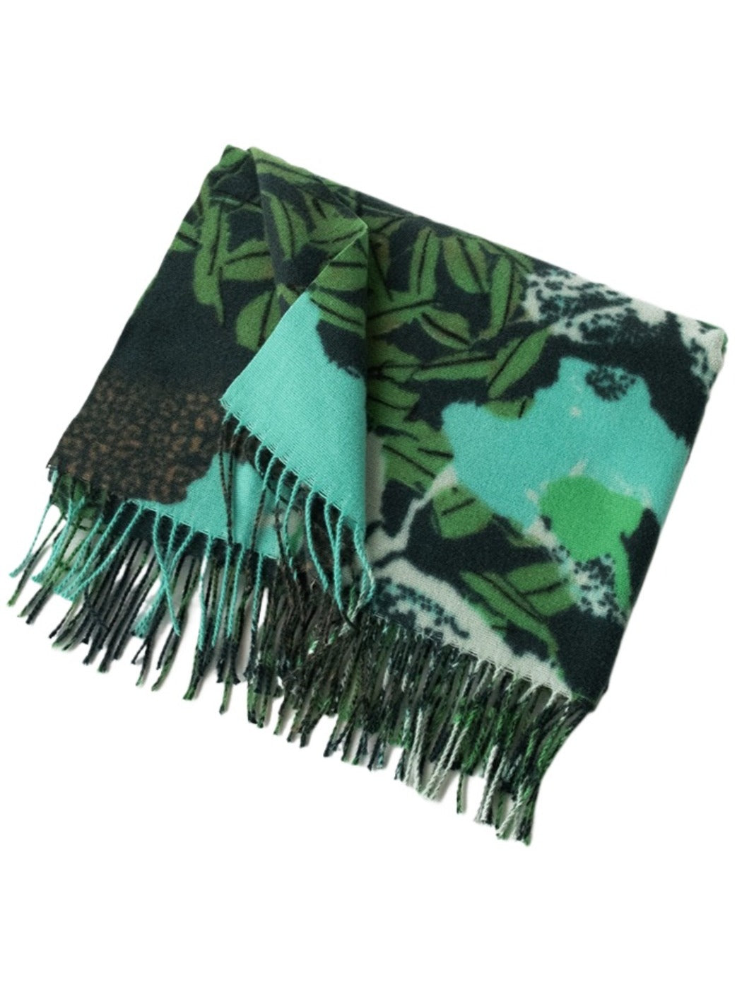Scarvii - Thick Leaf Print Winter Scarf & Shawl