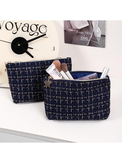 Cosbai - Textured Tweed Travel Pouch