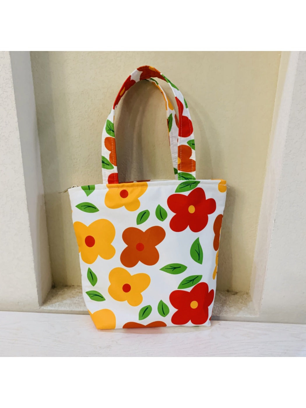 Cosbai - Water Resistant Small Tote Bag with Floral Patterns