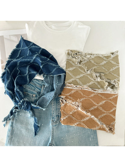 Scarvii - Denim Style Quilted Triangle Scarf