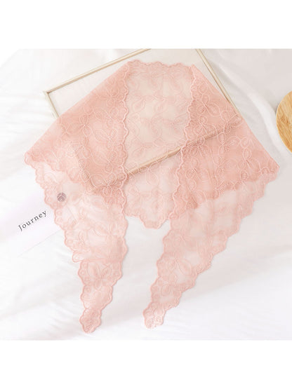 Scarvii - Embroidered Floral Lace Triangle Bandana