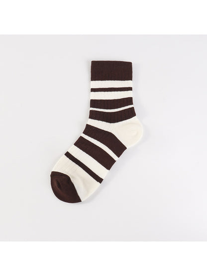 Rufia - Colorblock Striped and Bear Crew Socks