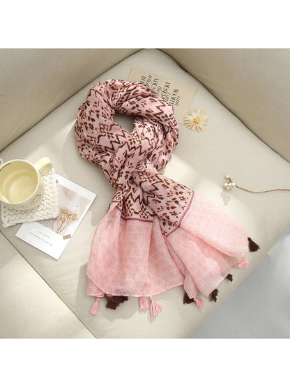 Scarvii - Floral Geometric Heart Border Scarf