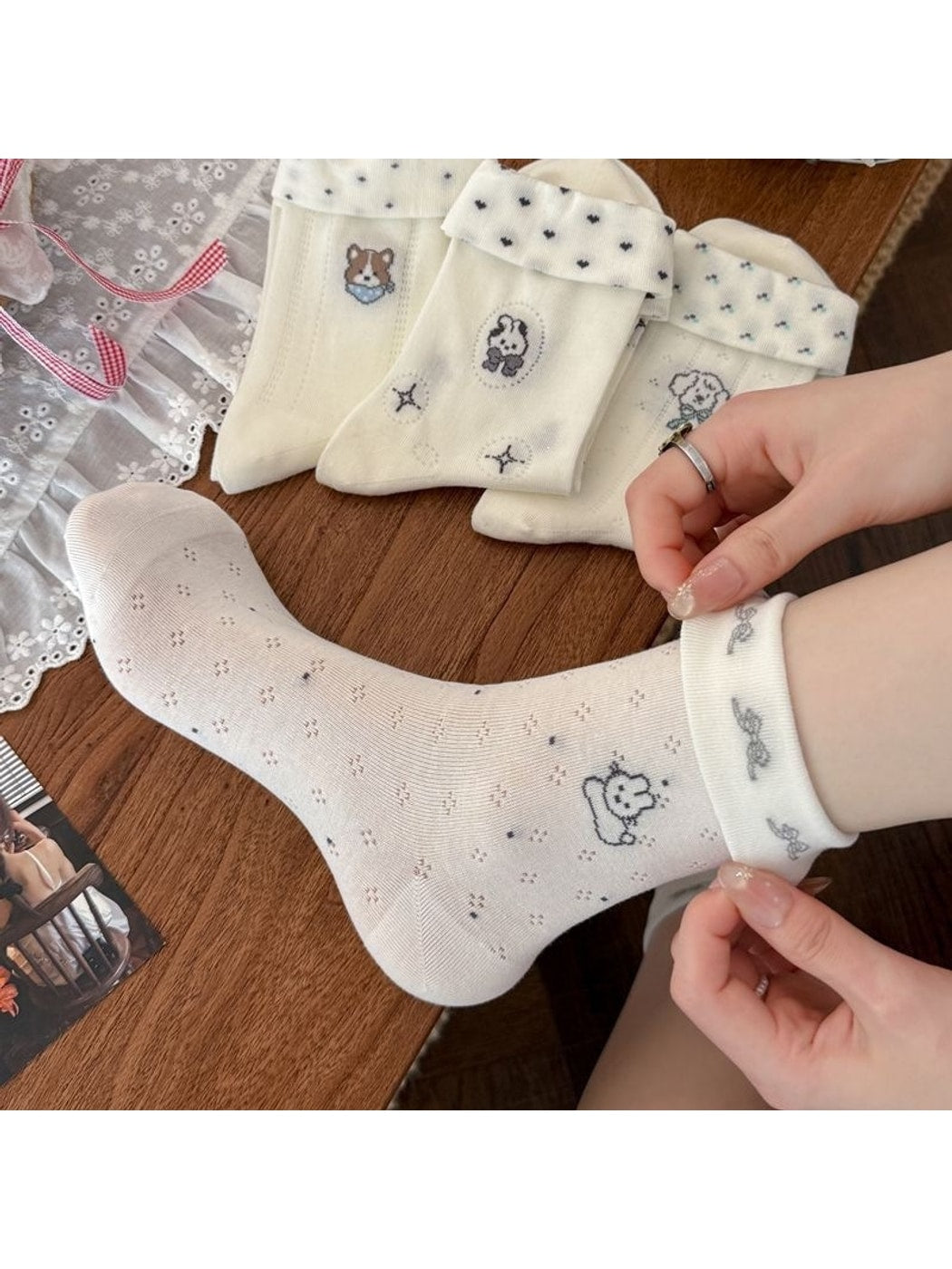 Rufia - Cute Animal Motif Women's Crew Socks