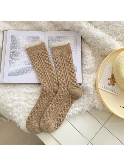 Rufia - Fuzzy Lined Cable Knit Crew Socks