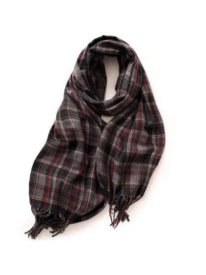 Scarvii - Classic Checked Fringed Winter Scarf