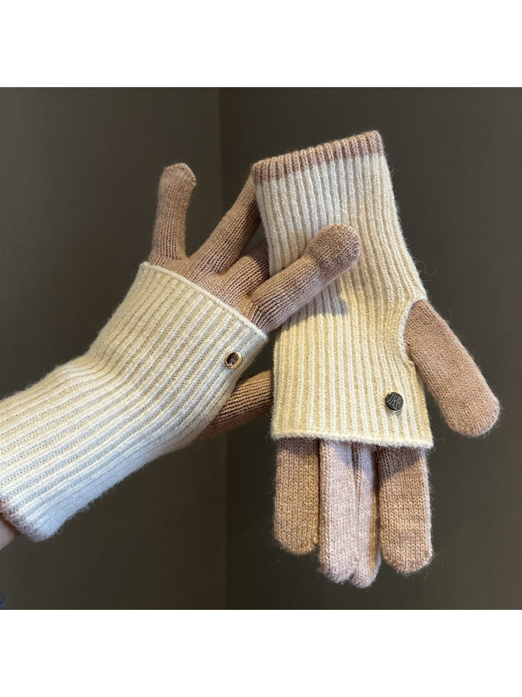 Gloving - Colorblock Ribbed Knit Winter Gloves