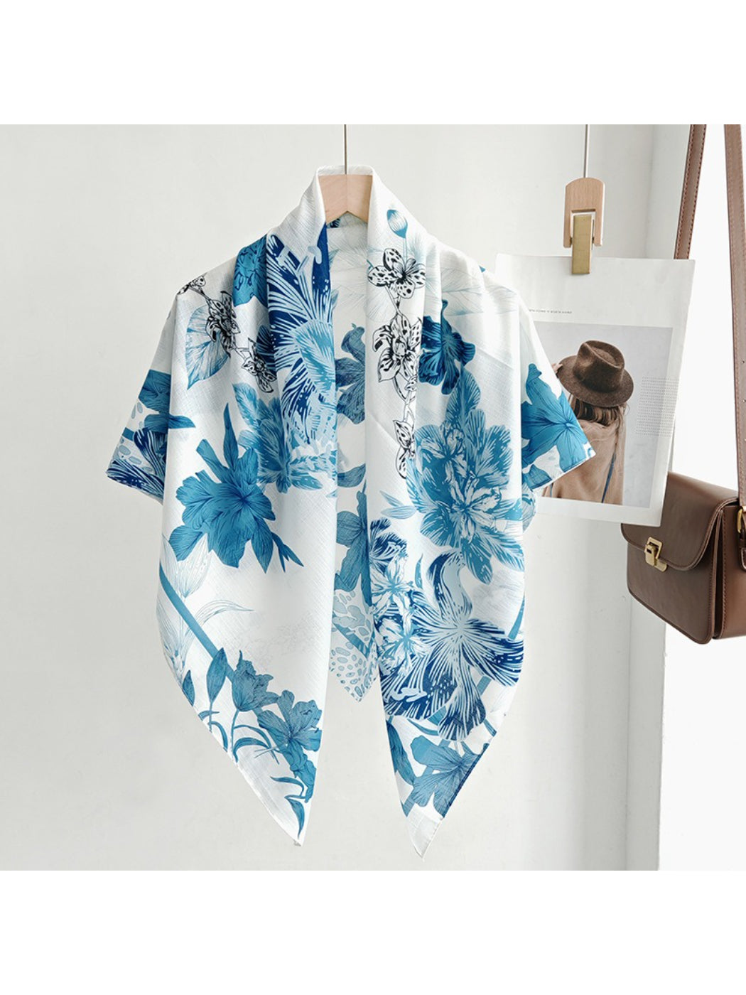 Scarvii Blue Botanical Floral Scarf