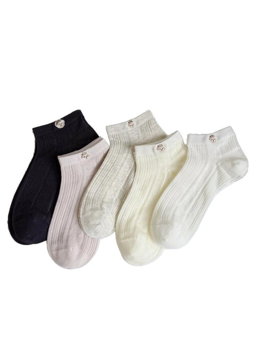 Rufia - Litter Bear Embroidery Ankle Socks